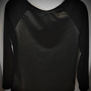 Women’s Faux Leather Long Sleeve T-Shirt